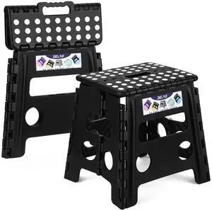 13 inch 2 Pack Folding Step Stool, Non-Slip Foldable Stools Up to 300 LBS, Step Stool with Handle, Lightweight Collapsible stools for Kitchen, Bathroom, Bedroom, Garden (Black) 13 inch 2 Pack Folding Step Stool, Non-Slip Foldable Stools Up to 300 LBS, Step Stool with Handle, Lightweight Collapsible stools for Kitchen, Bathroom, Bedroom, Garden (Black)