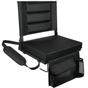 Stadium Seats with Back Support,Bleacher Chairs with Cushion, Portable Folding Stadium Chair with Removable Cushion and Large Pocket for School Events Sports Game(Black) Stadium Seats with Back Support,Bleacher Chairs with Cushion, Portable Folding Stadium Chair with Removable Cushion and Large Pocket for School Events Sports Game(Black)