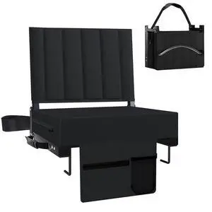 Stadium Seat for Bleachers with Back Support and Cushion, Bleacher Seats with Shoulder Strap and Cup Holder, Padded Portable Folding Comfort Stadium Chair, for Sports Events, Black (1pcs) Stadium Seat for Bleachers with Back Support and Cushion, Bleacher Seats with Shoulder Strap and Cup Holder, Padded Portable Folding Comfort Stadium Chair, for Sports Events, Black (1pcs)