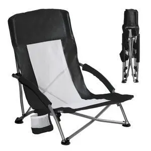 Folding Camping Beach Chair, Lightweight Low Portable Profile Lawn Beach Chair with Cup Holder, Storage Pocket, Breeze Mesh Back, Padded Armrests Camp, Picnic, Lawn, Sand, Black Folding Camping Beach Chair, Lightweight Low Portable Profile Lawn Beach Chair with Cup Holder, Storage Pocket, Breeze Mesh Back, Padded Armrests Camp, Picnic, Lawn, Sand, Black
