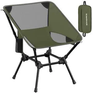 Portable Camping Chair 330 lb Capacity, Lightweight Backpacking Chair, Adjustable Height, Steel Frame, 2 Storage Pockets, for Outdoor Travel, Green UGCB050CZ01 Portable Camping Chair 330 lb Capacity, Lightweight Backpacking Chair, Adjustable Height, Steel Frame, 2 Storage Pockets, for Outdoor Travel, Green UGCB050CZ01