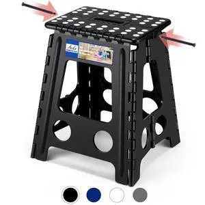 Folding Step Stool Foldable 16 Inch 400 lbs Capacity, Plastic Stools for Adults and Kids, Collapsible Stools for Kitchen, Stepping Stool with Handle, Black,1 PC Folding Step Stool Foldable 16 Inch 400 lbs Capacity, Plastic Stools for Adults and Kids, Collapsible Stools for Kitchen, Stepping Stool with Handle, Black,1 PC