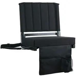 Stadium Seats with Back Support Bleacher Chairs with Back and Cushion Thick Padded Bleacher Seats Includes Shoulder Strap Black 1pc Standard Stadium Seats with Back Support Bleacher Chairs with Back and Cushion Thick Padded Bleacher Seats Includes Shoulder Strap Black 1pc Standard
