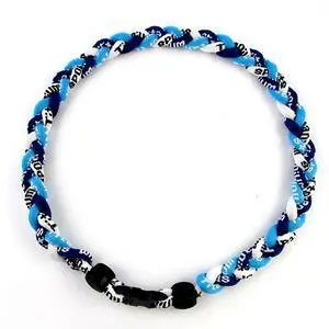 18" Sport Braided Rope Tornado Necklace, Blue/Dark Blue/White 18" Sport Braided Rope Tornado Necklace, Blue/Dark Blue/White