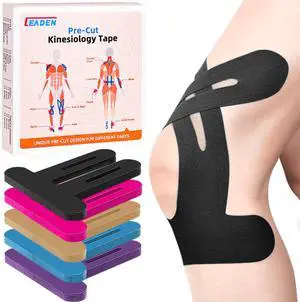 Precut Kinesiology Tape for Knees, 10 Pcs - Knee Support & Stability, Knee Pain Relief Athletic Tape - Waterproof & Elastic, Breathable Hypoallergenic Latex-Free Tape, Black Precut Kinesiology Tape for Knees, 10 Pcs - Knee Support & Stability, Knee Pain Relief Athletic Tape - Waterproof & Elastic, Breathable Hypoallergenic Latex-Free Tape, Black