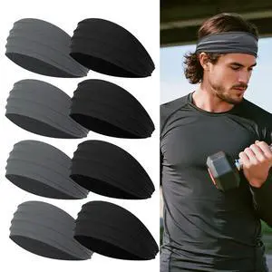 5.5-Inch Wide Mens Sweat Headbands for Long Hair, Mens Sports Headbands for Basketball, Gym, Running, Outdoor Work, 8 Pieces 5.5-Inch Wide Mens Sweat Headbands for Long Hair, Mens Sports Headbands for Basketball, Gym, Running, Outdoor Work, 8 Pieces