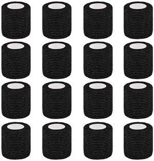 16 Pack Self Adhesive Bandage Wrap, 2" X 5 Yards Black Elastic Cohesive Bandage Wrap for Sports, Wrist, Ankle and Vet Wrap, Grip Tape 16 Pack Self Adhesive Bandage Wrap, 2" X 5 Yards Black Elastic Cohesive Bandage Wrap for Sports, Wrist, Ankle and Vet Wrap, Grip Tape