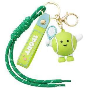 Cute Tennis Ball Keychain, Kawaii 3D Cartoon Tennis Key Ring with Sport Strap, PVC Soft Rubber Keychain Charm for Backpack Purse Bag, Aesthetic Key Accessories Gift for Tennis Lovers Teens Girls Cute Tennis Ball Keychain, Kawaii 3D Cartoon Tennis Key Ring with Sport Strap, PVC Soft Rubber Keychain Charm for Backpack Purse Bag, Aesthetic Key Accessories Gift for Tennis Lovers Teens Girls