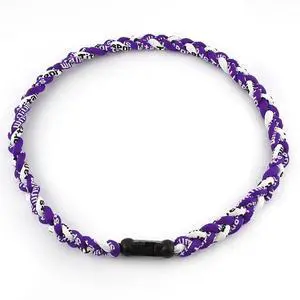 18" Sport Style Two Colors Fashion Three Braided Rope Tornado Necklace (Purple/White) 18" Sport Style Two Colors Fashion Three Braided Rope Tornado Necklace (Purple/White)