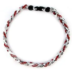18" Sport Three Colors Three Braided Rope Tornado Necklace (Dark Red/Grey/White) 18" Sport Three Colors Three Braided Rope Tornado Necklace (Dark Red/Grey/White)