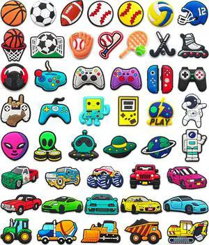 48 PCS Shoe Charms for Boys Girls & Kids : Sports Car Truck Video Game and Space Decoration Pins for Clogs - Shoe Accessories - Party Favors Gifts 48 PCS Shoe Charms for Boys Girls & Kids : Sports Car Truck Video Game and Space Decoration Pins for Clogs - Shoe Accessories - Party Favors Gifts