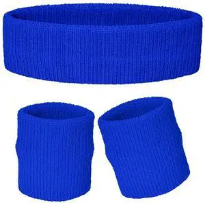 3 Pieces Sweatbands Set, 1 Pieces Sports Headband and 2 Pieces Wristbands,Wicking Sweat Head Band, Moisture-Wicking Athletic Sweat Bands for Basketball, Baseball, Soccer (Blue) 3 Pieces Sweatbands Set, 1 Pieces Sports Headband and 2 Pieces Wristbands,Wicking Sweat Head Band, Moisture-Wicking Athletic Sweat Bands for Basketball, Baseball, Soccer (Blue)