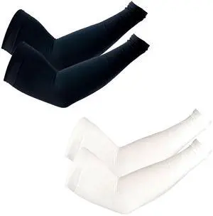 2 Pairs Arm Sleeves Sports Compression Sleeves for Men and Women UV Protection Cooling Sun Sleeve Black+White 2 Pairs Arm Sleeves Sports Compression Sleeves for Men and Women UV Protection Cooling Sun Sleeve Black+White