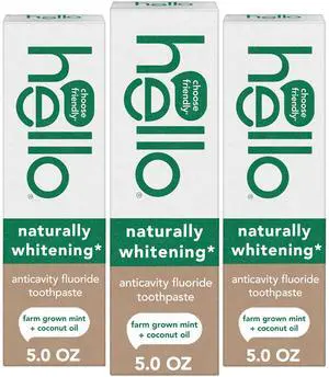 Naturally Whitening Anticavity Fluoride Toothpaste, 5 Oz Tube, Natural Whitening Toothpaste with Coconut Oil, Whitens Naturally and Helps Remove Surface Stains, SLS Free, Vegan, Mint, 3 Pack Naturally Whitening Anticavity Fluoride Toothpaste, 5 Oz Tube, Natural Whitening Toothpaste with Coconut Oil, Whitens Naturally and Helps Remove Surface Stains, SLS Free, Vegan, Mint, 3 Pack