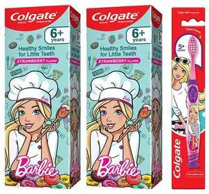 Anticavity Kids Barbie Toothpaste (6+ Years), Strawberry Flavour 80G/2.8oz (Pack of 2) with Colgate Barbie Toothbrush 1 Pc Anticavity Kids Barbie Toothpaste (6+ Years), Strawberry Flavour 80G/2.8oz (Pack of 2) with Colgate Barbie Toothbrush 1 Pc