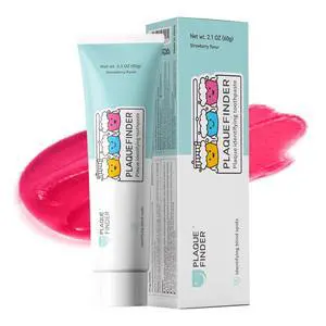 Plaque Disclosing Toothpaste for Kids, Strawberry Flavor with Fluoride, Fun Oral Health Learning Tool for Ages 3+, See & Clean Plaque in One Step, 2.1oz Plaque Disclosing Toothpaste for Kids, Strawberry Flavor with Fluoride, Fun Oral Health Learning Tool for Ages 3+, See & Clean Plaque in One Step, 2.1oz
