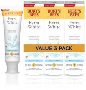 Extra White Toothpaste, Fluoride Toothpaste, Natural Flavor, Mountain Mint, 4.7 oz, Pack of 3 Extra White Toothpaste, Fluoride Toothpaste, Natural Flavor, Mountain Mint, 4.7 oz, Pack of 3