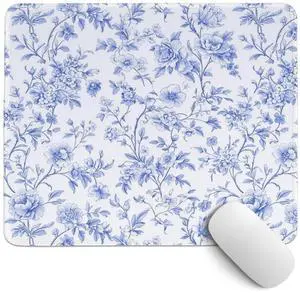 Light Blue Chinoiserie Mouse Pad,Blue and White Floral Desk Mat,Girly Preppy Floral Mouse Pad for Dorm Home Office Desktop Decor,10.2x8.2 Inch Light Blue Chinoiserie Mouse Pad,Blue and White Floral Desk Mat,Girly Preppy Floral Mouse Pad for Dorm Home Office Desktop Decor,10.2x8.2 Inch