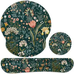 Ergonomic Mouse Pad with Wrist Rest and Keyboard Wrist Rest, Mousepad and Wrist Rest for Computer Keyboard, Pain Relief, Non-Slip Rubber Base, Mouse Pad Wrist Support for Gaming, Green Flowers Ergonomic Mouse Pad with Wrist Rest and Keyboard Wrist Rest, Mousepad and Wrist Rest for Computer Keyboard, Pain Relief, Non-Slip Rubber Base, Mouse Pad Wrist Support for Gaming, Green Flowers