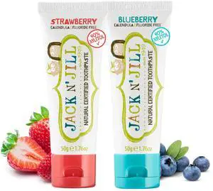 Natural Kids Toothpaste - Blueberry & Strawberry - Organic, Gluten Free, Vegan, BPA Free, Fluoride Free, SLS Free, Dairy Free - Making Toothbrushing Fun for Kids - 1.76 oz (Pack of 2) Natural Kids Toothpaste - Blueberry & Strawberry - Organic, Gluten Free, Vegan, BPA Free, Fluoride Free, SLS Free, Dairy Free - Making Toothbrushing Fun for Kids - 1.76 oz (Pack of 2)