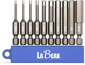 10-Piece SAE Allen Wrench Drill Bit Set, 2-Inch S2 Steel Hex Bits 10-Piece SAE Allen Wrench Drill Bit Set, 2-Inch S2 Steel Hex Bits