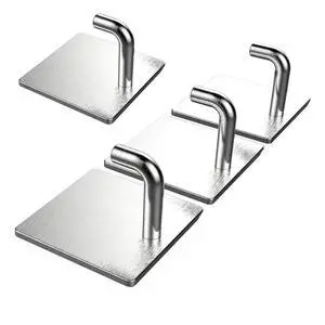 4 Pack Adhesive Wall Hooks, Stainless Steel Heavy Duty Hooks 4 Pack Adhesive Wall Hooks, Stainless Steel Heavy Duty Hooks