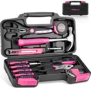 Pink Tool Set - 40 Piece General Household Hand Tool Kit with Storage Toolbox, Small Basic Tool Set Perfect for DIY, Home, Office, Garage and College Dormitory Use - Christmas Gift for Women Pink Tool Set - 40 Piece General Household Hand Tool Kit with Storage Toolbox, Small Basic Tool Set Perfect for DIY, Home, Office, Garage and College Dormitory Use - Christmas Gift for Women