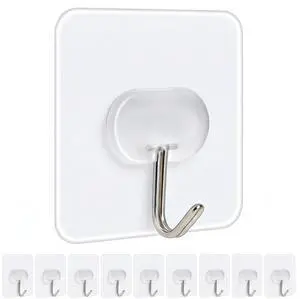 Adhesive Hooks 32 Pack- Clear & Heavy Duty, Hold Up to 18 lbs Waterproof, Damage-Free, No Drill Removable Hooks for Bathroom, Kitchen, Home, Office & Outdoor Organization Adhesive Hooks 32 Pack- Clear & Heavy Duty, Hold Up to 18 lbs Waterproof, Damage-Free, No Drill Removable Hooks for Bathroom, Kitchen, Home, Office & Outdoor Organization