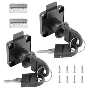 2 PCS Cylinder Cupboard Drawer Lock With Keys (0.75inch/19MM Opening Diameter), Furniture Hardware Lock for Cabinet, Household Office Mailbox (Black) 2 PCS Cylinder Cupboard Drawer Lock With Keys (0.75inch/19MM Opening Diameter), Furniture Hardware Lock for Cabinet, Household Office Mailbox (Black)