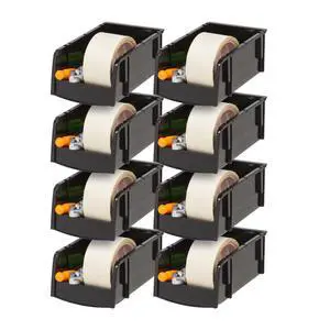 8-Pack, Small Stackable Storage Bins, Black 8-Pack, Small Stackable Storage Bins, Black