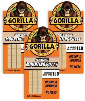 Removable Mounting Putty Reusable & Repositionable Adhesive 84 Count Pre-Cut Squares (Pack of 3) Holds 2 lbs Back to School Supplies for Teachers Students Parents, Indoor Outdoor Removable Mounting Putty Reusable & Repositionable Adhesive 84 Count Pre-Cut Squares (Pack of 3) Holds 2 lbs Back to School Supplies for Teachers Students Parents, Indoor Outdoor