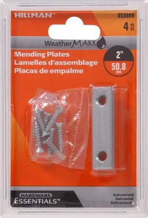 853085 Mending Plate Galvanized 2" x 1/2" 4-Pack 853085 Mending Plate Galvanized 2" x 1/2" 4-Pack
