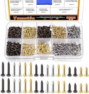1600Pcs Small Tiny Nails Kit, 6mm, 8mm, 10mm Tiny Wooden Nails for Wooden DIY Decorative Pictures Mini Boxes Household Accessories (Gold/Bronze/Silver) 1600Pcs Small Tiny Nails Kit, 6mm, 8mm, 10mm Tiny Wooden Nails for Wooden DIY Decorative Pictures Mini Boxes Household Accessories (Gold/Bronze/Silver)