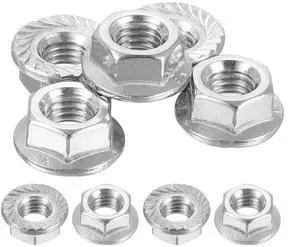 Flange Left Hand Nuts, M8x1.25mm 304 Stainless Steel Serrated Flange Left Hand Reverse Nuts for Assembling and Fastening, Silver 5pcs Flange Left Hand Nuts, M8x1.25mm 304 Stainless Steel Serrated Flange Left Hand Reverse Nuts for Assembling and Fastening, Silver 5pcs