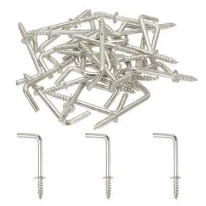 L-Shape Screw Hooks Brass Plated Steel 7 Shape Right Angle Medal Hooks, 1 Inch Fit for Hanging Home Workplace Office (30 Pcs, Silver) L-Shape Screw Hooks Brass Plated Steel 7 Shape Right Angle Medal Hooks, 1 Inch Fit for Hanging Home Workplace Office (30 Pcs, Silver)