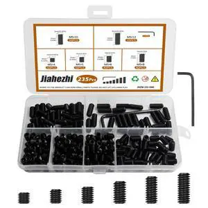 235 Pcs M5 Set Screws Assortment Kit - 7 Sizes (4/5/6/8/10/12mm), 12.9 Grade Alloy Steel Hex Socket Screws for Door Knobs, Faucets, Bathroom Fixtures, Plumbing Hardware 235 Pcs M5 Set Screws Assortment Kit - 7 Sizes (4/5/6/8/10/12mm), 12.9 Grade Alloy Steel Hex Socket Screws for Door Knobs, Faucets, Bathroom Fixtures, Plumbing Hardware