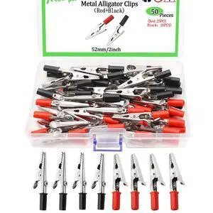 50 PCS 52 mm/2 inch Metal Alligator Clips Red+Black kit Alligator Clips Electrical Test Clamps for Household Soldering and Electrical Test Tools 50 PCS 52 mm/2 inch Metal Alligator Clips Red+Black kit Alligator Clips Electrical Test Clamps for Household Soldering and Electrical Test Tools