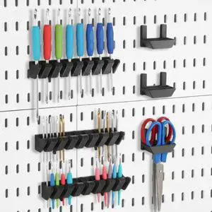 6 Pcs 2 Style Pegboard Screwdriver Holders Plastic Pegboard Plier Holders Peg Board Screwdriver Household Tools Organizer Racks for Kitchen, Workbench, Garages, Shops, Hanging Plier (Black) 6 Pcs 2 Style Pegboard Screwdriver Holders Plastic Pegboard Plier Holders Peg Board Screwdriver Household Tools Organizer Racks for Kitchen, Workbench, Garages, Shops, Hanging Plier (Black)
