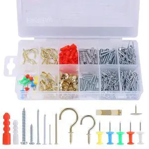 Repair and Wall Hanging Kit: Screws, Nails, Drywall Anchors, Picture Hangers, Cup Hooks, Push Pins, Thumb Tacks, 600pcs Repair and Wall Hanging Kit: Screws, Nails, Drywall Anchors, Picture Hangers, Cup Hooks, Push Pins, Thumb Tacks, 600pcs