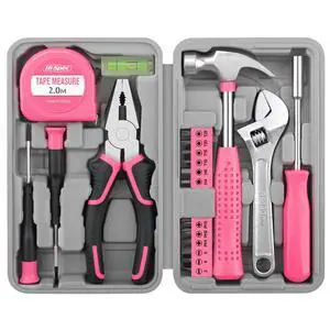 Pink Tool Set 20-Piece. Ladies Starter Basic Hand Tools in a Compact Toolbox Case for Household and Office Repairs and Maintenance. Pink Tool Set 20-Piece. Ladies Starter Basic Hand Tools in a Compact Toolbox Case for Household and Office Repairs and Maintenance.