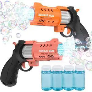 2 Pack Revolver Bubble Guns for Kids,4 Bubble Solution Bottles 2 Pack Revolver Bubble Guns for Kids,4 Bubble Solution Bottles