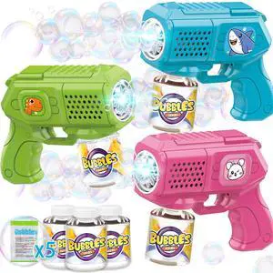 3 Pack Bubble Guns with Bubble Solution, Boys Girls Toys Gifts 3+ 3 Pack Bubble Guns with Bubble Solution, Boys Girls Toys Gifts 3+