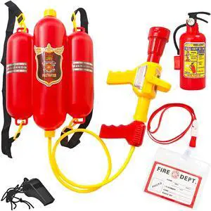 5 Piece Kids Fireman Costume Set,Firefighter Water Gun Blaster Backpack,Firefighter Water Sprayer Toys,Tank with Hose Shooter for Outdoor Play Boys & Girls 5 Piece Kids Fireman Costume Set,Firefighter Water Gun Blaster Backpack,Firefighter Water Sprayer Toys,Tank with Hose Shooter for Outdoor Play Boys & Girls