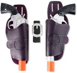 2 Pack: Kids Western Dual Cowboy Pistols, Belt and Holster Set - Battery Operated 11" Wild West Outlaw Toy Guns with Realistic Sounds for Role Play, Cosplay, Costume Accessories, Stage Props 2 Pack: Kids Western Dual Cowboy Pistols, Belt and Holster Set - Battery Operated 11" Wild West Outlaw Toy Guns with Realistic Sounds for Role Play, Cosplay, Costume Accessories, Stage Props