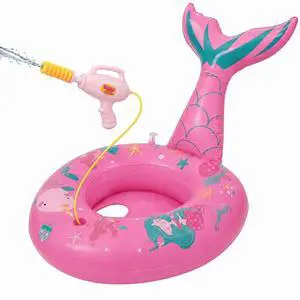 Inflatable Floating Pool Toys for Kids Pool Float Swimming Ring Beach Water Floats Mermaid Boat with Water Gun Inflated Ride on Float Summer Water Games Toy for Boys Girls Inflatable Floating Pool Toys for Kids Pool Float Swimming Ring Beach Water Floats Mermaid Boat with Water Gun Inflated Ride on Float Summer Water Games Toy for Boys Girls