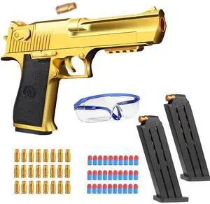 Shooting Toy Pull Back Action Jump Ejecting Magazine Pistol Toys Foam Blaster for 8 Years+ Children Boys & Girls, Gold Shooting Toy Pull Back Action Jump Ejecting Magazine Pistol Toys Foam Blaster for 8 Years+ Children Boys & Girls, Gold