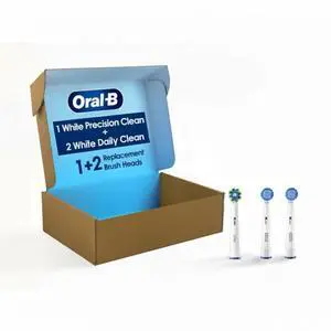 Electric Toothbrush Replacement Brush Heads, Precision Clean, White, 1 Count + 2 Daily Clean White Electric Toothbrush Replacement Brush Heads, Precision Clean, White, 1 Count + 2 Daily Clean White
