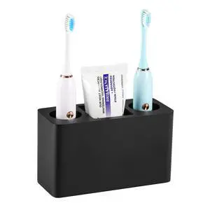 Toothbrush Holder, Resin, 3 Slots, Black Toothbrush Holder, Resin, 3 Slots, Black