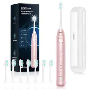 Electric Toothbrush for Adults and Kids Rechargeable Sonic Toothbrush with 5 Modes 2-Min Smart Timer IPX7 Waterproof 40,000 VPM Motor with 8 Brush Heads & Travel Case (Pink, 1Pack) Electric Toothbrush for Adults and Kids Rechargeable Sonic Toothbrush with 5 Modes 2-Min Smart Timer IPX7 Waterproof 40,000 VPM Motor with 8 Brush Heads & Travel Case (Pink, 1Pack)