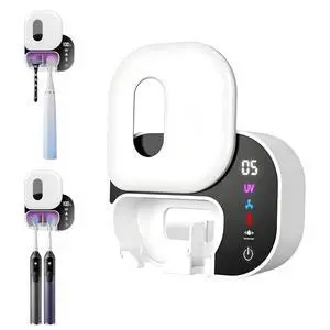 Upgraded Toothbrush Cleaner Holder Wall Mounted, Razor Electric Toothbrush Holder for Bathroom, LED Smart Screen, with Auto-Inductive Cover, Air Drying and 60-Degree Drying, for Home, Travel Upgraded Toothbrush Cleaner Holder Wall Mounted, Razor Electric Toothbrush Holder for Bathroom, LED Smart Screen, with Auto-Inductive Cover, Air Drying and 60-Degree Drying, for Home, Travel